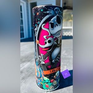 Glow in the dark skeleton and Sally tumbler 20 oz cup.